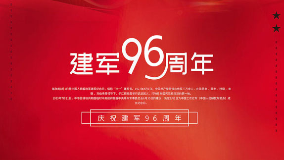 热烈庆祝中国人民解放军建军96周年！